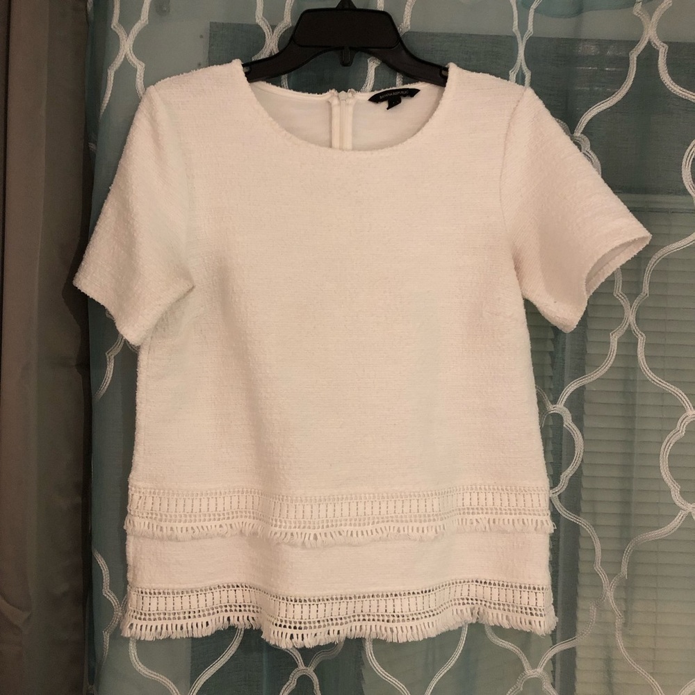 Banana Republic Woven Top with Fringe Detail